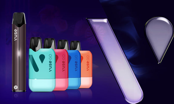 Different Vape Pens and eCigarette Devices floating against a blue and black background.