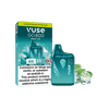 A Vuse Go 800 Mint Ice disposable vape next to its packaging