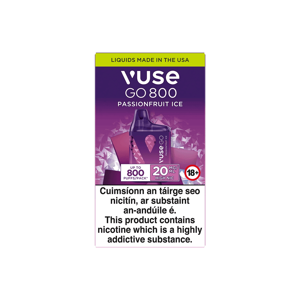 Vuse Go 800 Passionfruit Ice Front