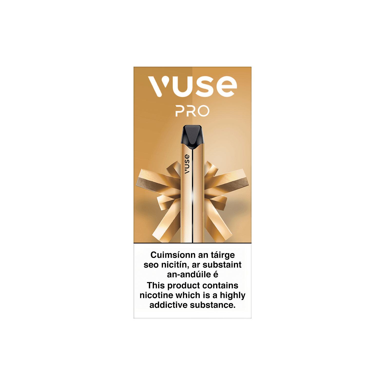 A Vuse Pro gold vape device box