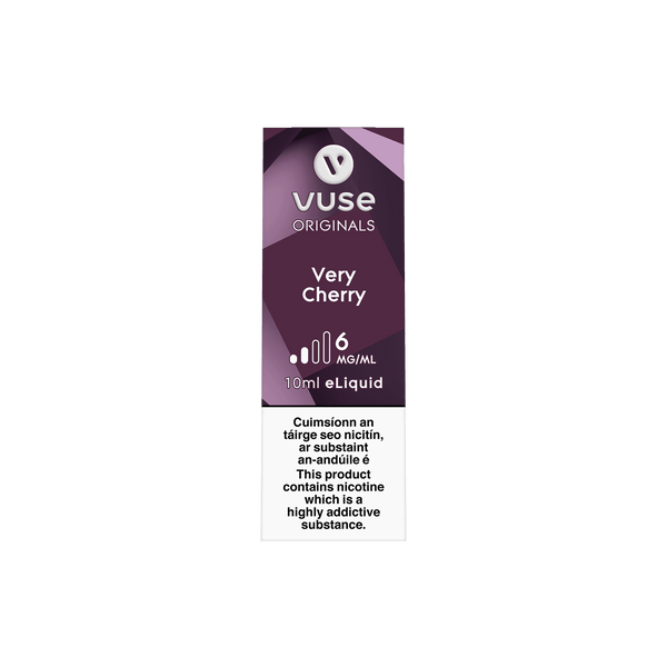 A Vuse Very Cherry eLiquid bottle package